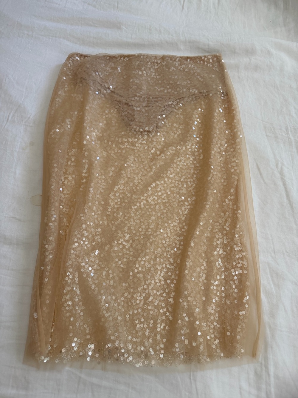 Sunday in Brooklyn Nude Sequin Pencil Skirt